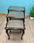 Nest of 3 Vintage Tables with Glass protective tops